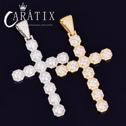 CARÁTIX Cross Pendant Necklace – Golden CZ Hip Hop Jewelry - CaratixJewelry