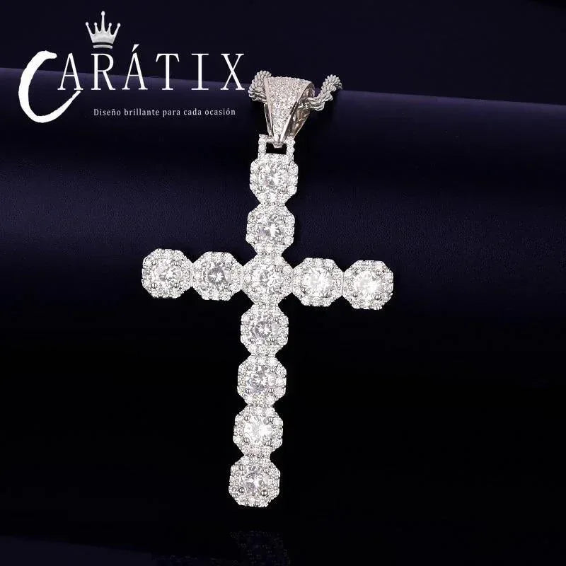 CARÁTIX Cross Pendant Necklace – Golden CZ Hip Hop Jewelry - CaratixJewelry