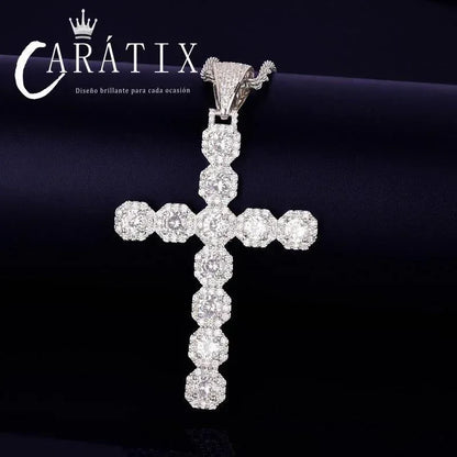 CARÁTIX Cross Pendant Necklace – Golden CZ Hip Hop Jewelry - CaratixJewelry