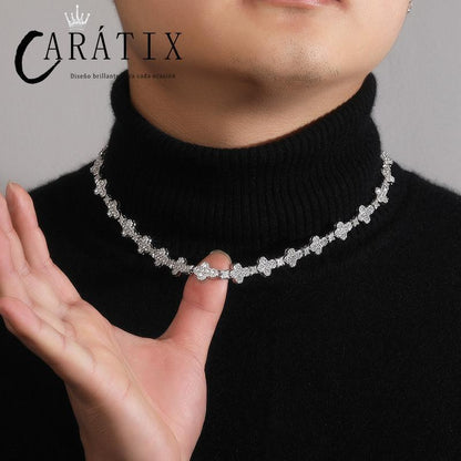 CARÁTIX Cross & Star Link Chain Necklace – 5A+ CZ Iced Out Hip Hop Bling Jewelry for Men & Women | Gold & Silver Rapper Gift - CaratixJewelry