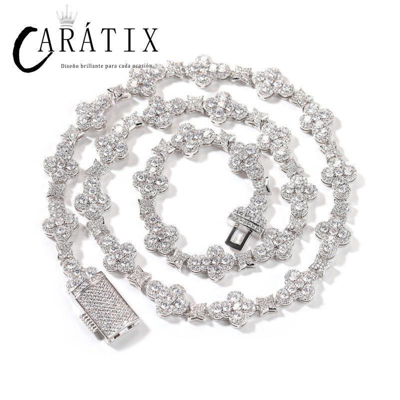 CARÁTIX Cross & Star Link Chain Necklace – 5A+ CZ Iced Out Hip Hop Bling Jewelry for Men & Women | Gold & Silver Rapper Gift - CaratixJewelry