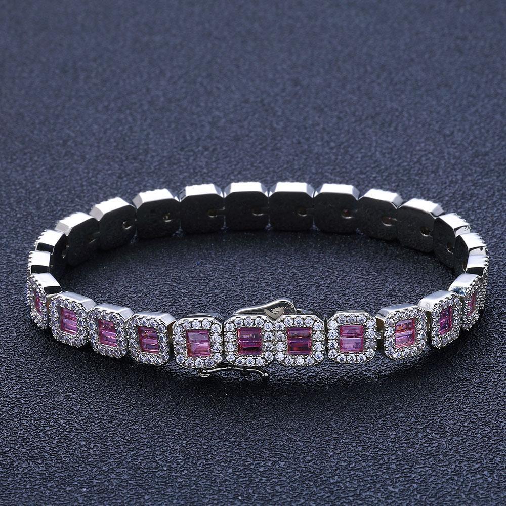 CARÁTIX Dainty Pink CZ Cluster Tennis Necklace – Clear Rectangle Cubic Zirconia Chain Jewelry for Women - CaratixJewelry