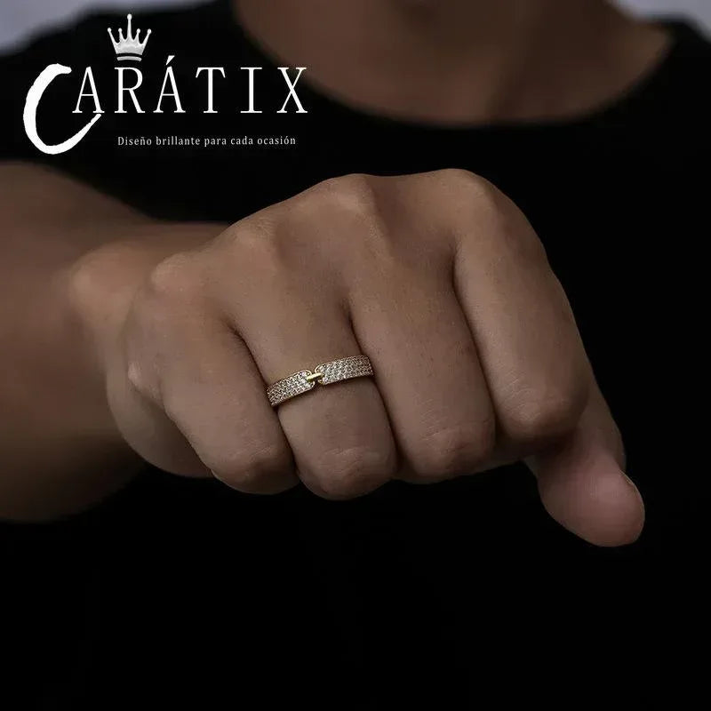 Caratix-Fashion Versatile Zircon Inlaid High Quality Ring Women's, Simple Plated Real Couple Ring High Quality Hip Hop Ring - CaratixJewelry