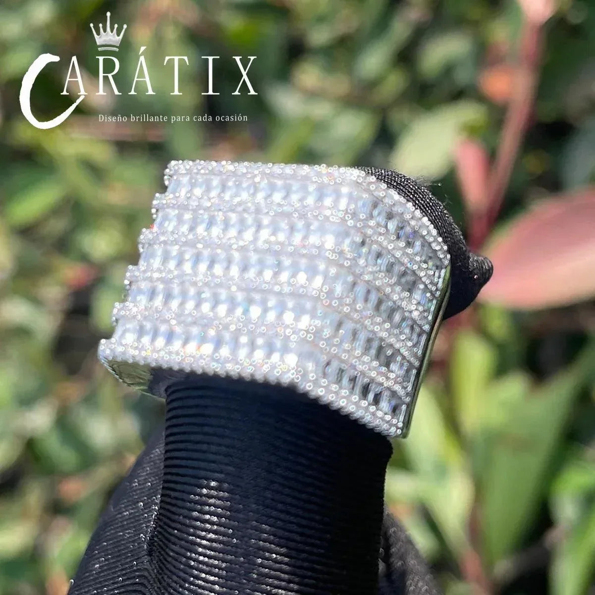 CARÁTIX Five-Row Ladder Square Ring | Real Electroplated High Quality Hip Hop Jewelry for Men - CaratixJewelry