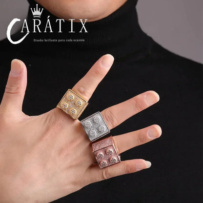 CARÁTIX Foreign Trade Hip-Hop Wind Dice Ring – Real Electroplating Fashion Personality Hipster Ring | High-Quality Men’s Hip-Hop Jewelry - CaratixJewelry