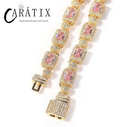 CARÁTIX Full CZ Tennis Chain | Iced Out Square & Round Link Hip Hop Necklace for Men & Women - CaratixJewelry