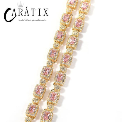 CARÁTIX Full CZ Tennis Chain | Iced Out Square & Round Link Hip Hop Necklace for Men & Women - CaratixJewelry