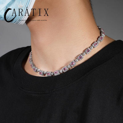CARÁTIX Full CZ Tennis Chain | Iced Out Square & Round Link Hip Hop Necklace for Men & Women - CaratixJewelry