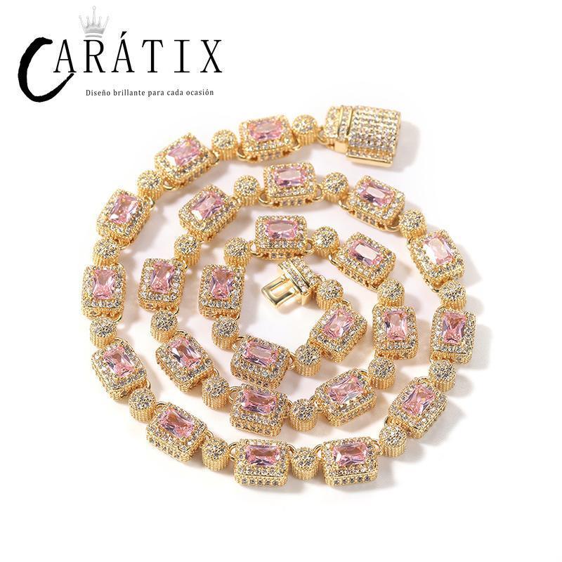 CARÁTIX Full CZ Tennis Chain | Iced Out Square & Round Link Hip Hop Necklace for Men & Women - CaratixJewelry