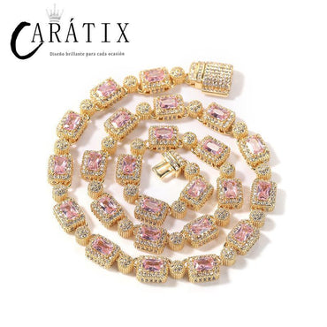 CARÁTIX Full CZ Tennis Chain | Iced Out Square & Round Link Hip Hop Necklace for Men & Women - CaratixJewelry