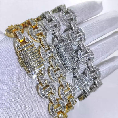 CARÁTIX Full Pave Pig Nose Chain Bracelet – Hip Hop Jewelry for Women & Men, Iced Out Statement Bangle - CaratixJewelry