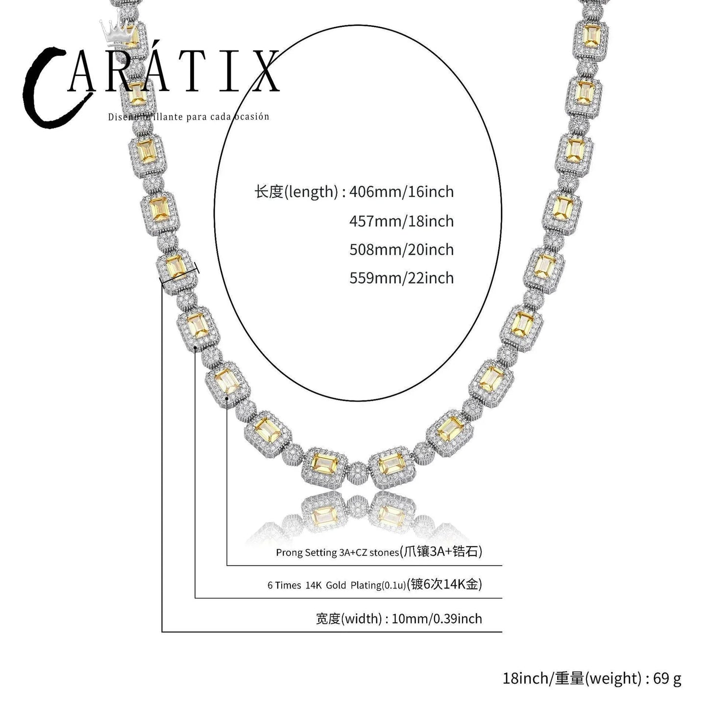CARÁTIX Geometric Square CZ Iced Out Bead Tennis Choker Necklace - CaratixJewelry