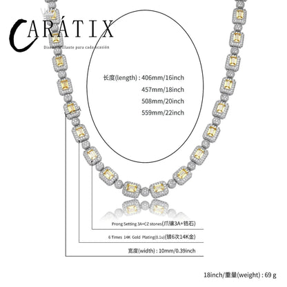 CARÁTIX Geometric Square CZ Iced Out Bead Tennis Choker Necklace - CaratixJewelry