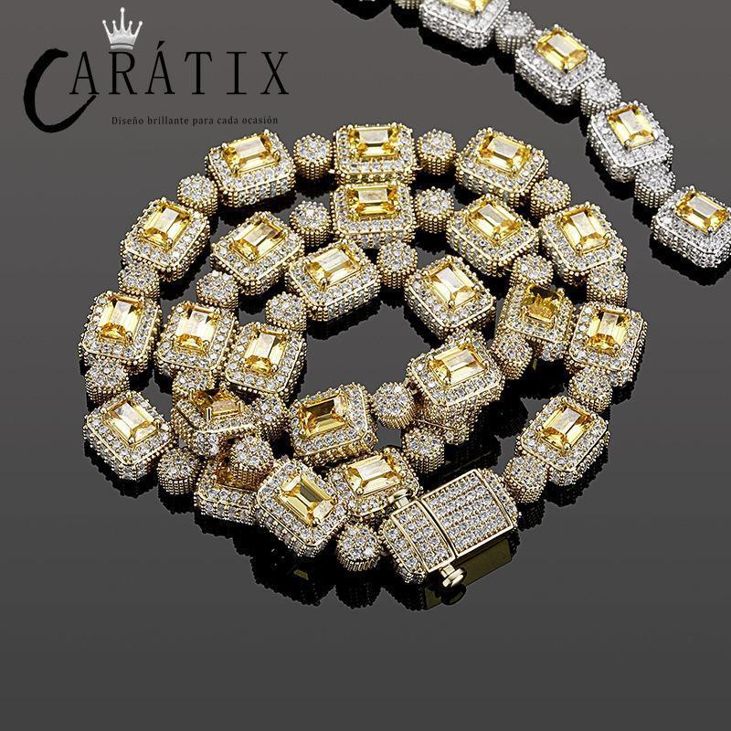 CARÁTIX Geometric Square CZ Iced Out Bead Tennis Choker Necklace - CaratixJewelry