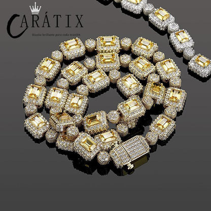 CARÁTIX Geometric Square CZ Iced Out Bead Tennis Choker Necklace - CaratixJewelry
