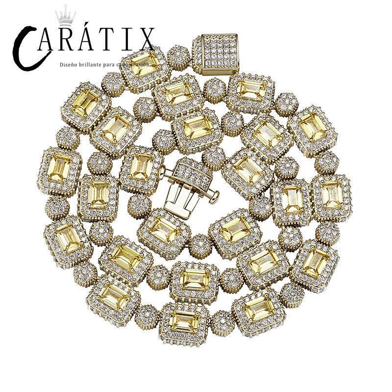CARÁTIX Geometric Square CZ Iced Out Bead Tennis Choker Necklace - CaratixJewelry