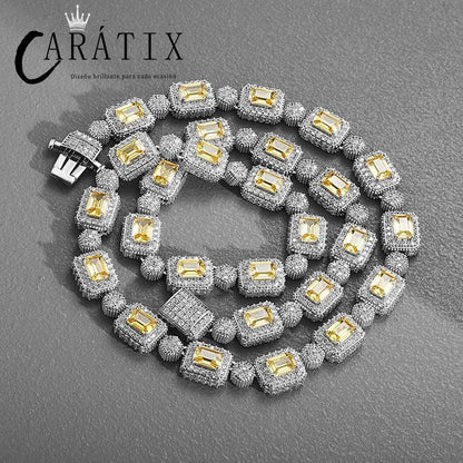 CARÁTIX Geometric Square CZ Iced Out Bead Tennis Choker Necklace - CaratixJewelry