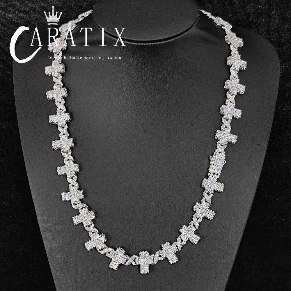 CARÁTIX – Gold & Silver Plated Brass CZ Cross Cuban Link Chain Necklace | Hip Hop Jewelry for Men & Women - CaratixJewelry