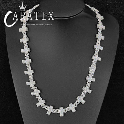 CARÁTIX – Gold & Silver Plated Brass CZ Cross Cuban Link Chain Necklace | Hip Hop Jewelry for Men & Women - CaratixJewelry