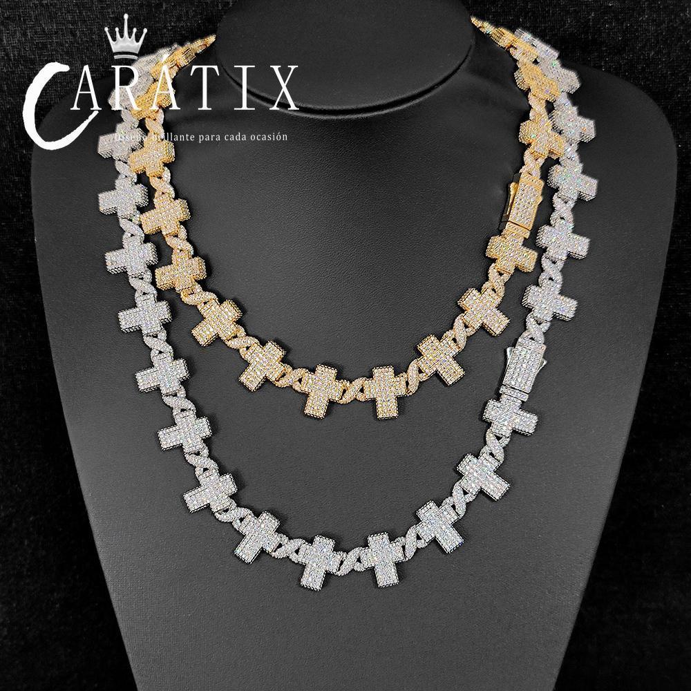 CARÁTIX – Gold & Silver Plated Brass CZ Cross Cuban Link Chain Necklace | Hip Hop Jewelry for Men & Women - CaratixJewelry