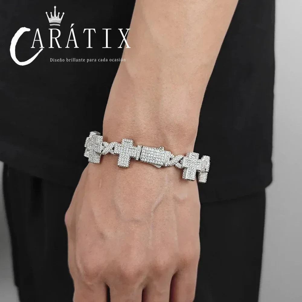 CARÁTIX – Gold & Silver Plated Brass CZ Cross Cuban Link Chain Necklace | Hip Hop Jewelry for Men & Women - CaratixJewelry