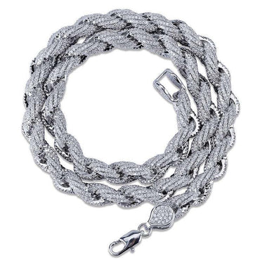 CARÁTIX Gold Twist Rope Chain Necklace – Micro Pave CZ Iced Out Hip Hop Bling Jewelry for Men | Round Link Rapper Gift - CaratixJewelry