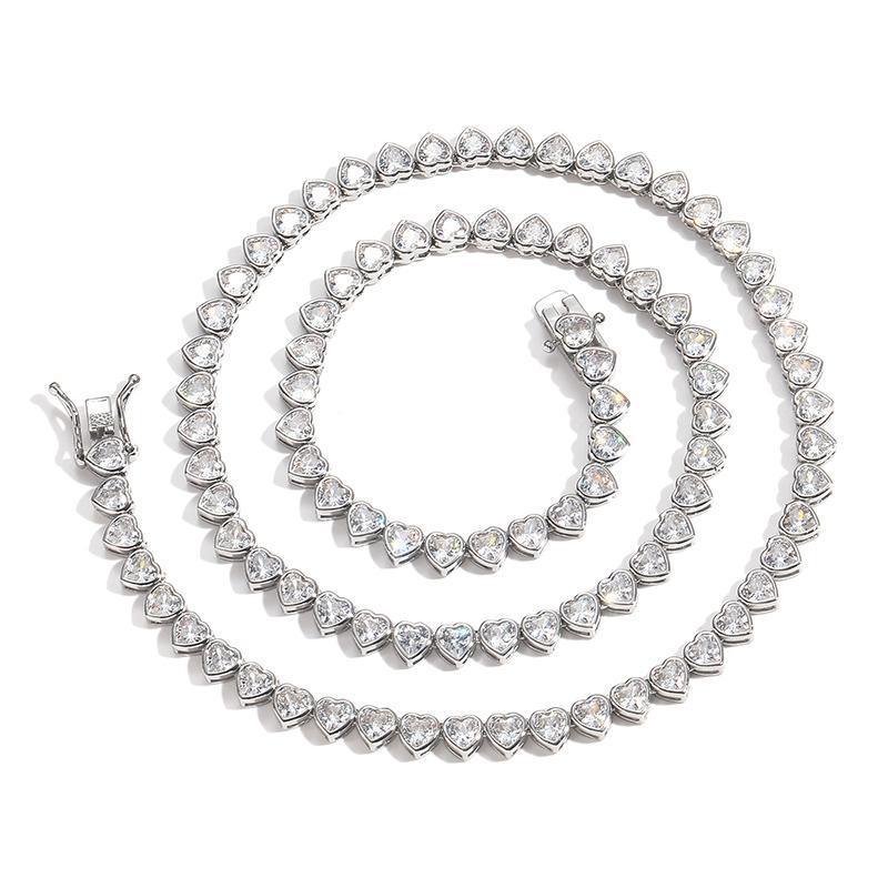 CARÁTIX Heart CZ Tennis Chain Necklace – Iced Out Hip Hop Bling Choker for Men & Women (Unisex Lovers Jewelry) - CaratixJewelry