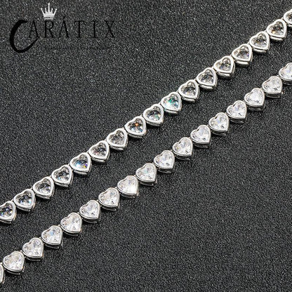 CARÁTIX Heart CZ Tennis Chain Necklace – Iced Out Hip Hop Bling Choker for Men & Women (Unisex Lovers Jewelry) - CaratixJewelry