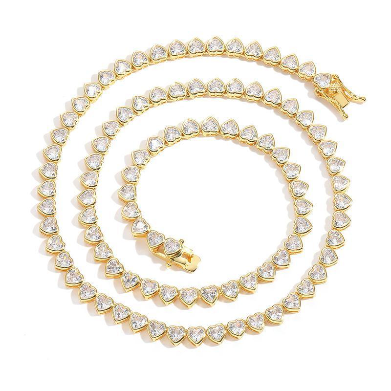 CARÁTIX Heart CZ Tennis Chain Necklace – Iced Out Hip Hop Bling Choker for Men & Women (Unisex Lovers Jewelry) - CaratixJewelry