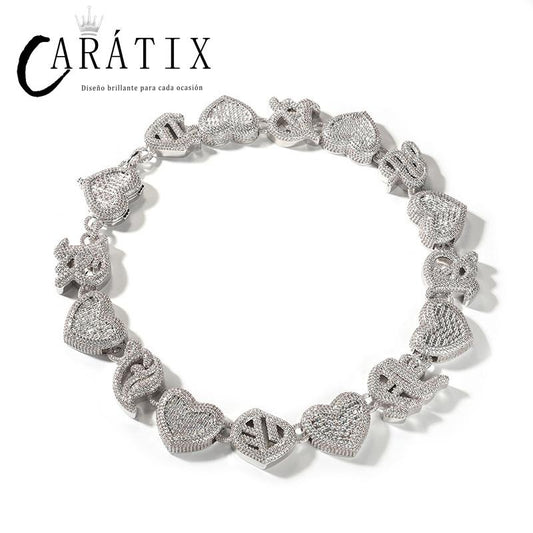 CARÁTIX Heart Link Chain | 3A+ CZ Iced Out Heavy Hip Hop Necklace for Men - CaratixJewelry