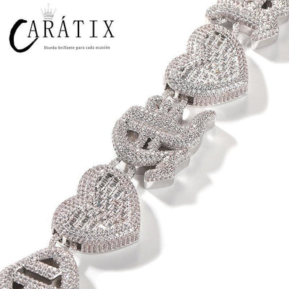 Heart Link Chain | 3A+ CZ Iced Out Heavy Hip Hop Necklace - CaratixJewelry