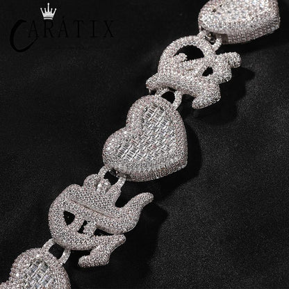 Heart Link Chain | 3A+ CZ Iced Out Heavy Hip Hop Necklace - CaratixJewelry