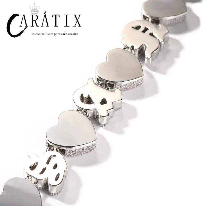 Heart Link Chain | 3A+ CZ Iced Out Heavy Hip Hop Necklace - CaratixJewelry