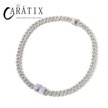 CARÁTIX Heart & Square CZ Iced Out Cuban Link Chain Necklace – AAA+ Claw Setting Hip Hop Bling Jewelry for Men & Women | Gift - CaratixJewelry