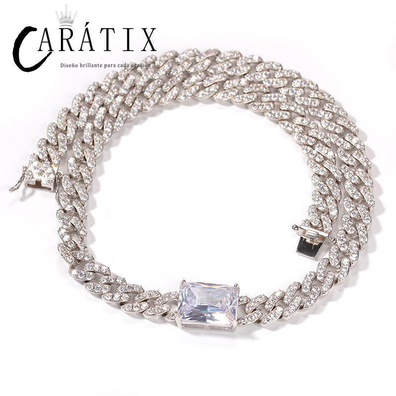 CARÁTIX Heart & Square CZ Iced Out Cuban Link Chain Necklace – AAA+ Claw Setting Hip Hop Bling Jewelry for Men & Women | Gift - CaratixJewelry