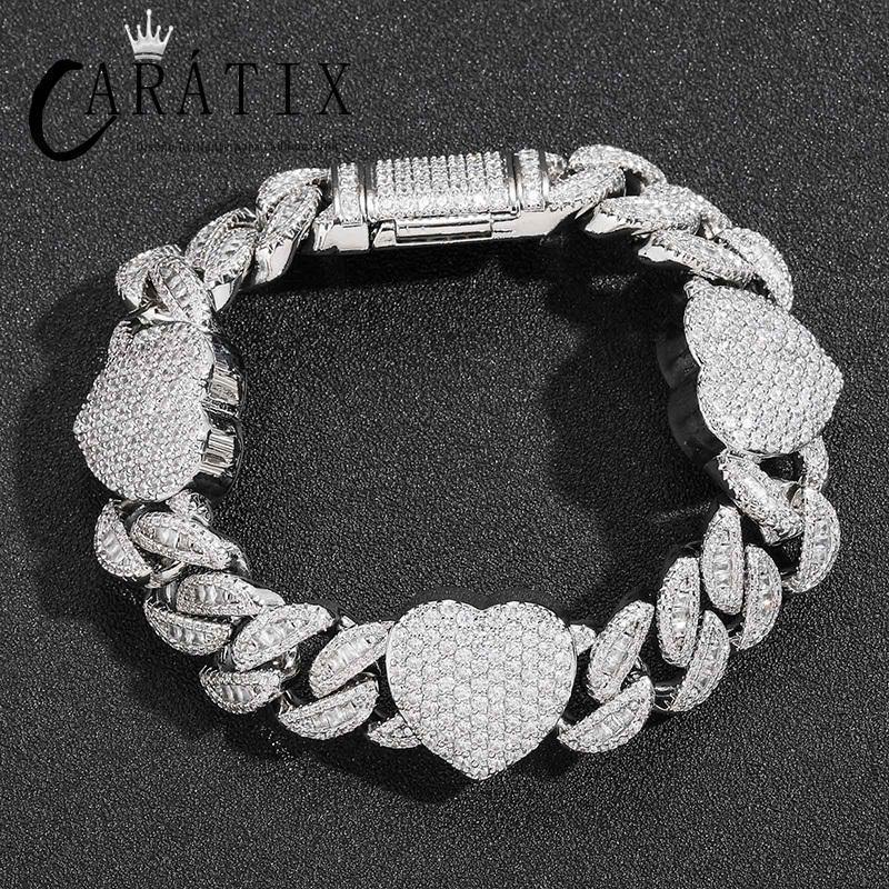 CARÁTIX Hearts Cuban Chain | 5A+ CZ Iced Out Hip Hop Necklace for Men - CaratixJewelry