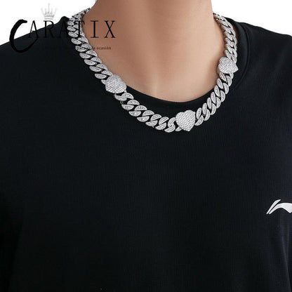 CARÁTIX Hearts Cuban Chain | 5A+ CZ Iced Out Hip Hop Necklace for Men - CaratixJewelry