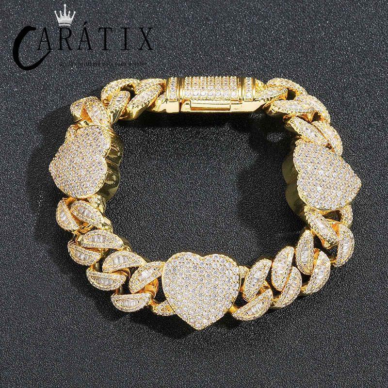 CARÁTIX Hearts Cuban Chain | 5A+ CZ Iced Out Hip Hop Necklace for Men - CaratixJewelry