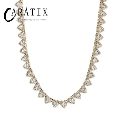 CARÁTIX – Hearts Link Chain Necklace | Iced Out CZ Bling Hip Hop Jewelry for Men & Women, Rapper Street Style - CaratixJewelry