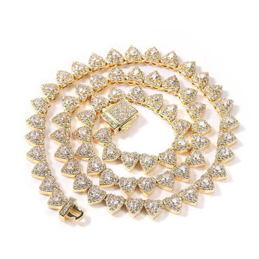 CARÁTIX – Hearts Link Chain Necklace | Iced Out CZ Bling Hip Hop Jewelry for Men & Women, Rapper Street Style - CaratixJewelry