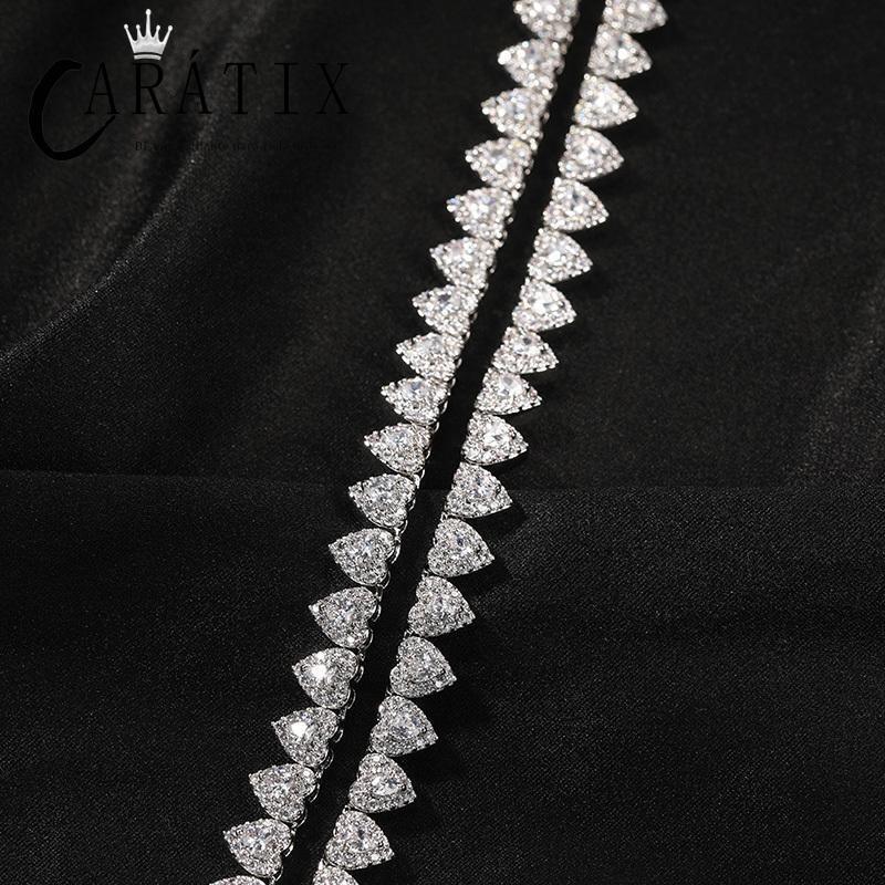 CARÁTIX – Hearts Link Chain Necklace | Iced Out CZ Bling Hip Hop Jewelry for Men & Women, Rapper Street Style - CaratixJewelry