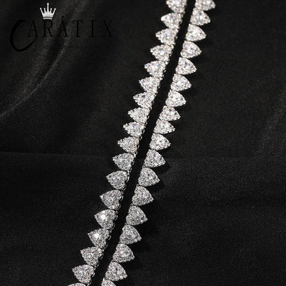 CARÁTIX – Hearts Link Chain Necklace | Iced Out CZ Bling Hip Hop Jewelry for Men & Women, Rapper Street Style - CaratixJewelry