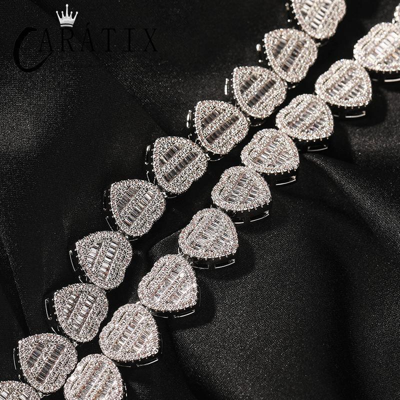 CARÁTIX – Hearts Link Chain Necklace | Iced Out CZ Bling Hip Hop Jewelry for Men & Women, Rapper Street Style - CaratixJewelry