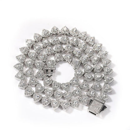 CARÁTIX – Hearts Link Chain Necklace | Iced Out CZ Bling Hip Hop Jewelry for Men & Women, Rapper Street Style - CaratixJewelry