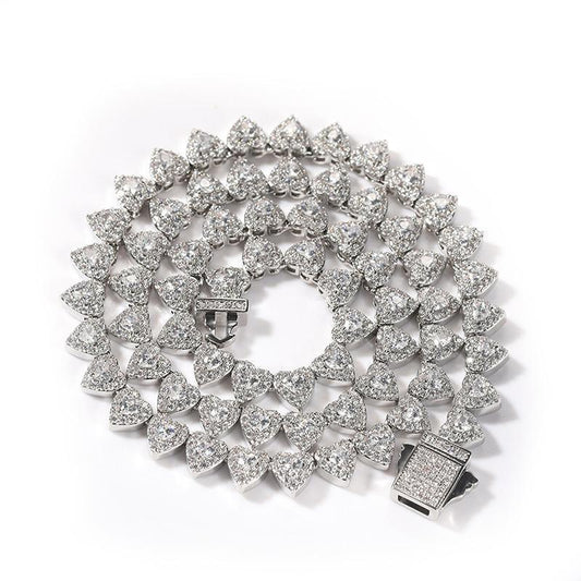 CARÁTIX – Hearts Link Chain Necklace | Iced Out CZ Bling Hip Hop Jewelry for Men & Women, Rapper Street Style - CaratixJewelry
