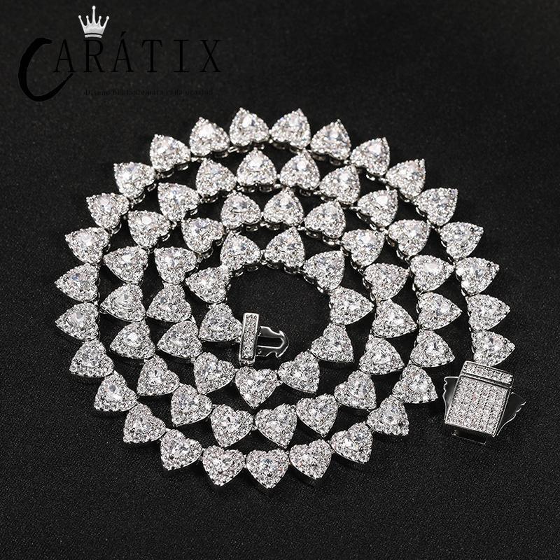 CARÁTIX – Hearts Link Chain Necklace | Iced Out CZ Bling Hip Hop Jewelry for Men & Women, Rapper Street Style - CaratixJewelry