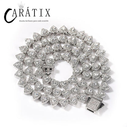 CARÁTIX – Hearts Link Chain Necklace | Iced Out CZ Bling Hip Hop Jewelry for Men & Women, Rapper Street Style - CaratixJewelry