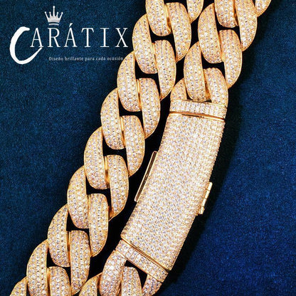 CARÁTIX Hip Hop 20mm Round Cuban Link Chain Necklace – Iced Out CZ Jewelry in Rose Gold & Silver for Men & Women - CaratixJewelry
