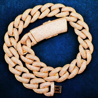 CARÁTIX Hip Hop 20mm Round Cuban Link Chain Necklace – Iced Out CZ Jewelry in Rose Gold & Silver for Men & Women - CaratixJewelry