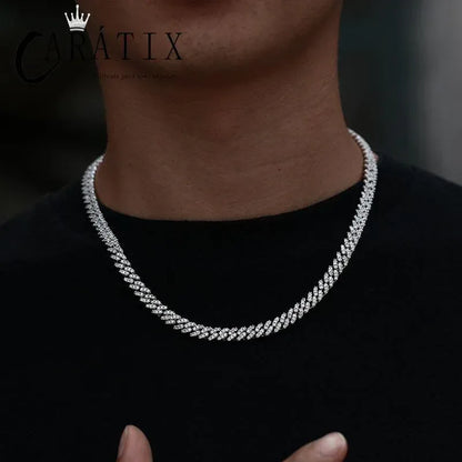 CARÁTIX - Hip Hop 3A CZ Iced Out 6mm Solid Cuban Curb Miami Link Chain Necklace for Men Rapper Jewelry - CaratixJewelry